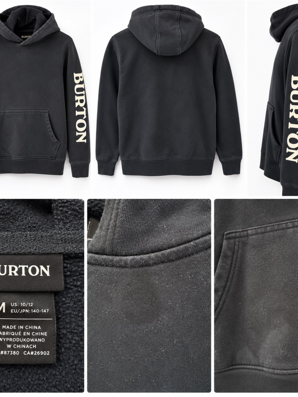 Burton boys black hoodie Size M (10-12)
